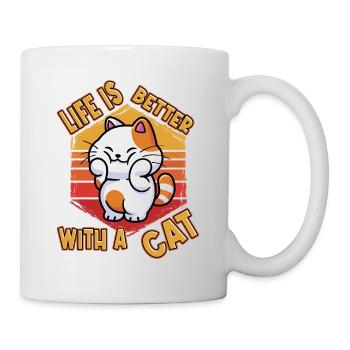 La vie de chat est meilleure avec un chat qui dit drôle - Mug blanc - blanc - Droite