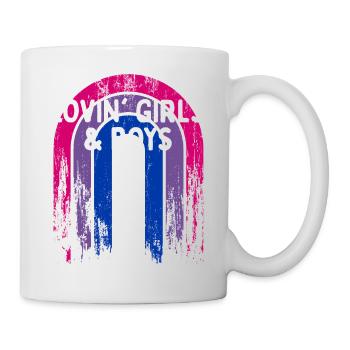 Lovin' Girls & Boys Bisexual LGBTQ Bi Pride - Mug blanc - blanc - Droite