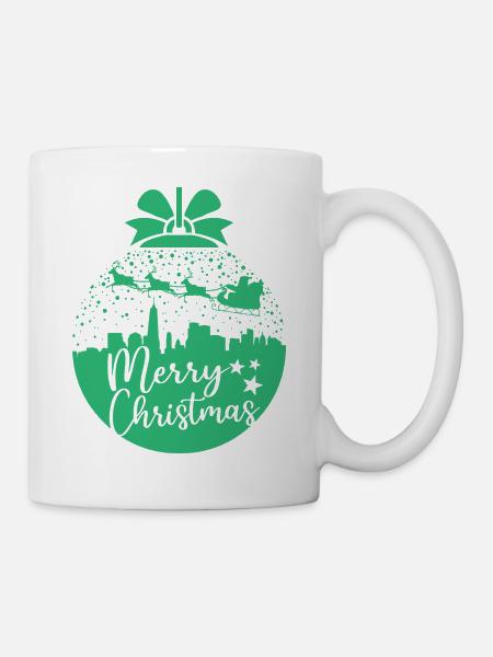 Weihnachten Schneeball Santa Sleigh Frohe Weihnachten Geschenk - Tasse - Weiß