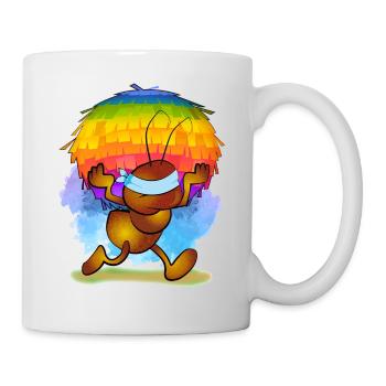 Brown ant with a piñata - Mug - white - Right