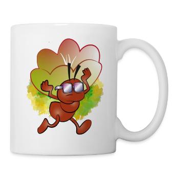 Ant with glasses carrying a flower - Mug - white - Right