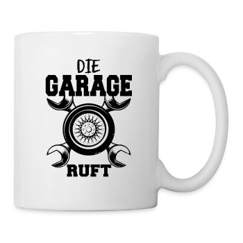 Die Garage ruft - Autoschrauber Mechaniker - Tasse - Weiß - Rechts