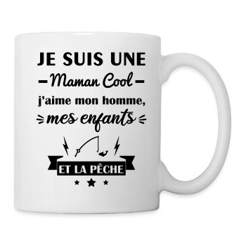 Maman cool pêche, pêcheuse, fête des mères - Mug blanc - blanc - Droite