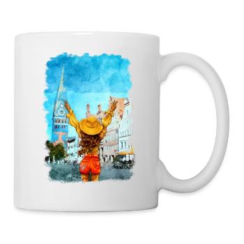 Lüneburg Illustration Frau Altstadt - Mug blanc - blanc - Droite