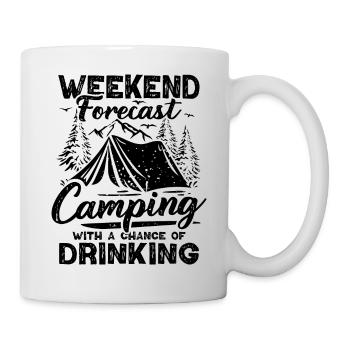 Camping Forecast Beer Tent Mountains Hiking Camper - Mug - white - Right