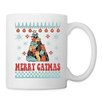 Christmas funny cat Christmas tree cat ugly - Mug - white - Right