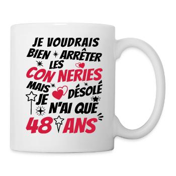 connerie 48 ans / cadeau anniversaire 48 ans - Mug blanc - blanc - Droite