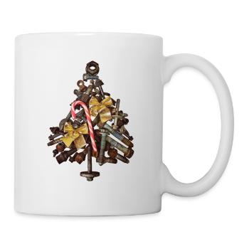 Rad Schrauben-Weihnachtsbaum Frohe Weihnachten - Tasse - Weiß - Rechts