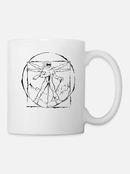 Cool Ski Design Inverno Neve Montagne Sci - Tazza - bianco