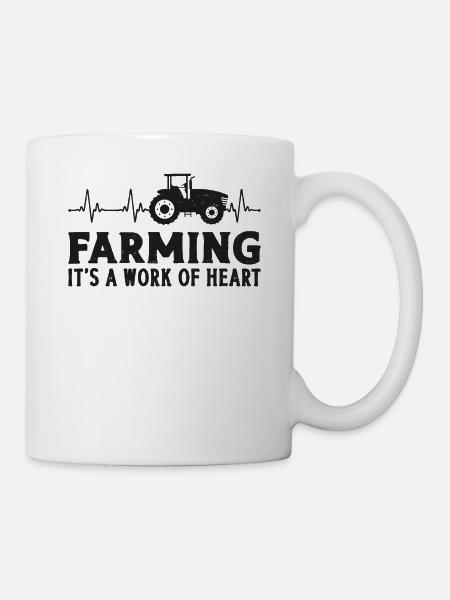 Farming Farmer Girl Heartbeat - Tasse - Weiß