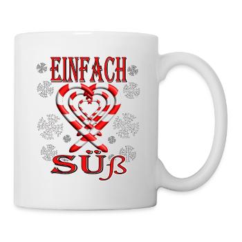 Einfach Süß mit Zuckerstangen Herzchen - Tasse - Weiß - Rechts