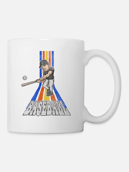 Baseball Baseballspieler USA Sport Vintage Retro - Tasse - Weiß