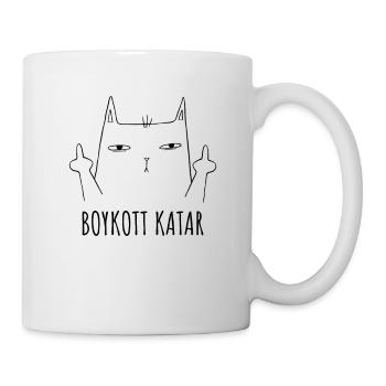 boycott qatar lustiger kater boykott katar - Tasse - Weiß - Rechts