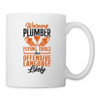 Plombier de plomberie Vintage Avertissement - Mug blanc - blanc - Droite