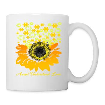 accept understand love sunflower autism - Mug - white - Right