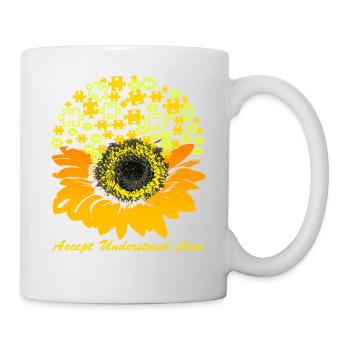 accept understand love sunflower autism - Mug - white - Right