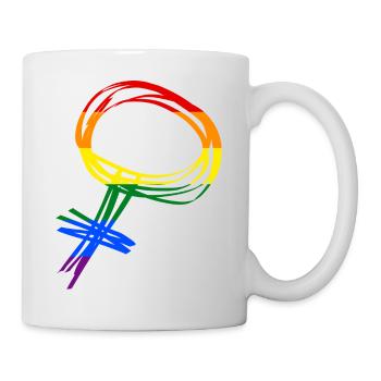 Drapeau de la fierté LGBTQ AMOUR lesbienne - Mug blanc - blanc - Droite