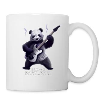 Panda playing the guitar, i love rock and roll. - Mug - white - Right