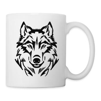 Cooler graphischer Wolf, Wolfskopf - Tasse - Weiß - Rechts