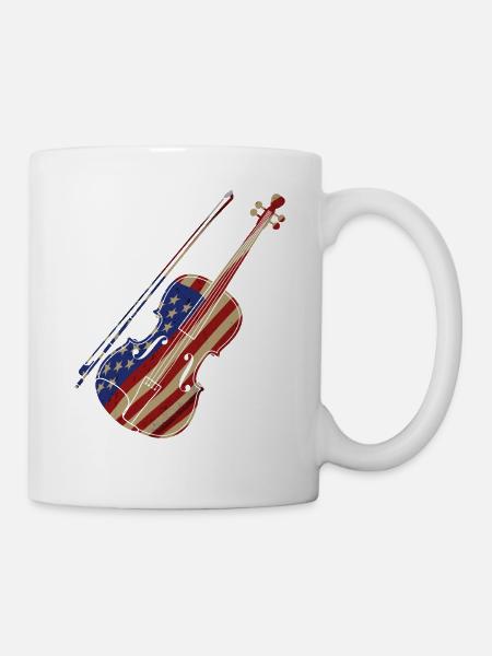 Violin Violinist Usa American Flag - Tasse - Weiß