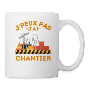 Je peux pas j ai chantiet de construction - Mug blanc - blanc - Droite