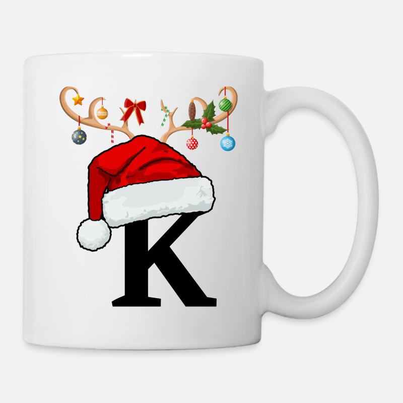 Lettre K bonnet de Noël - Mug blanc - blanc