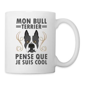 Mon bull terrier pense que je suis cool 1 - Mug blanc - blanc - Droite