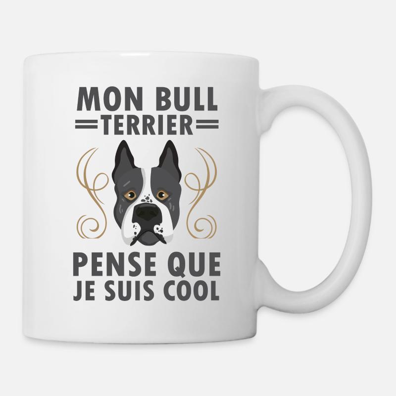 Mon bull terrier pense que je suis cool 1 - Mug blanc - blanc