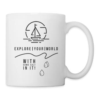 Segelboot im Sonnenuntergang - Für hellen Hintergrund - Tasse - Weiß - Rechts