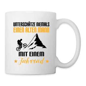 Ünterschätze niemals alten Mann mit Fahrrad Fun - Tasse - Weiß - Rechts