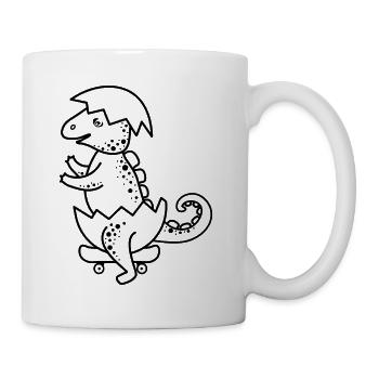 Frisch geschlüpftes Dinosaurier Baby auf dem Board - Tasse - Weiß - Rechts