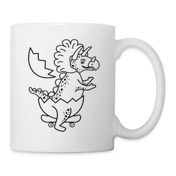 Triceratops Dinosaurier Baby auf dem Skateboard. - Tasse - Weiß - Rechts