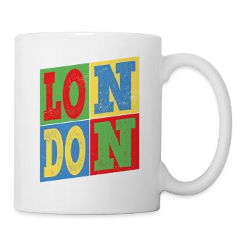 London England UK Stadt Bunt Skyline Heimat - Tasse - Weiß - Rechts