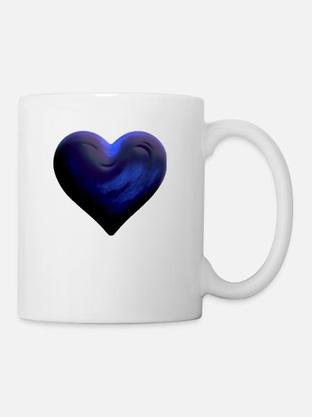 Herz blau Geschenkidee dunkelblau - Tasse - Weiß