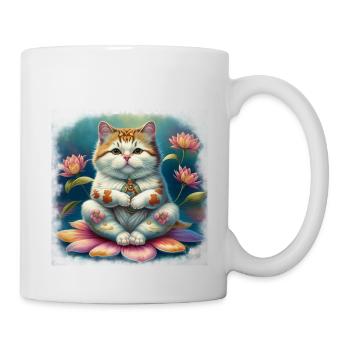 Meine Katze ist mein Life Coach, helle Schrift - Tasse - Weiß - Rechts
