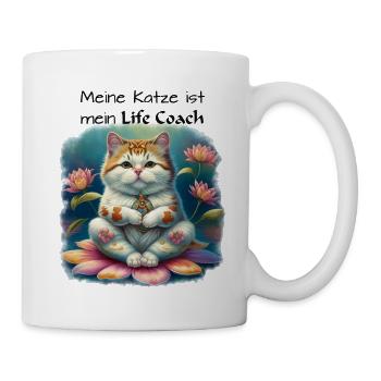 Meine Katze ist mein Life Coach dunke Schrift - Tasse - Weiß - Rechts