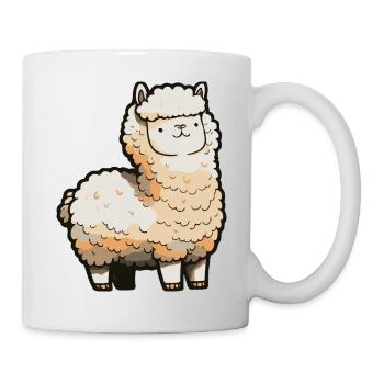 Comic Cute Kawaii Sticker Lama Alpaka Schaf - Tasse - Weiß - Rechts