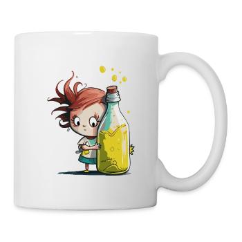 Illustration Comic Cute Kawaii Mädchen Flasche - Tasse - Weiß - Rechts