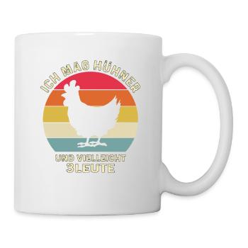 Ich mag Huhn und vielleicht wie 3 Menschen - Tasse - Weiß - Rechts