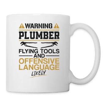 Plombier de plomberie Vintage Avertissement - Mug blanc - blanc - Droite