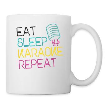 Karaoke Singer 80s Retro Eat Sleep - Tasse - Weiß - Rechts