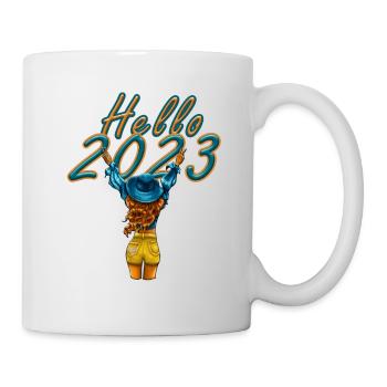 Bonjour 2023 Illustration Femme - Mug blanc - blanc - Droite