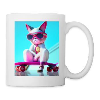 Chats de skateboard cool - Mug blanc - blanc - Droite
