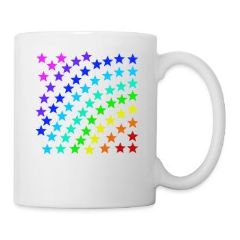 Sterne bunt Regenbogen Geschenkidee - Tasse - Weiß - Rechts