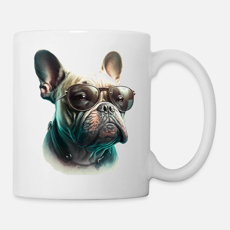 bouledogue avec lunettes de soleil humour - Mug blanc - blanc