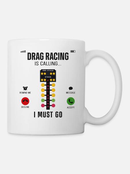 Affichage du téléphone de voiture de course de dragster - Mug blanc - blanc