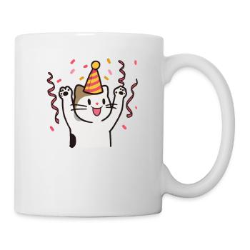 Katze Party Geschenkidee süß niedlich feiern - Tasse - Weiß - Rechts