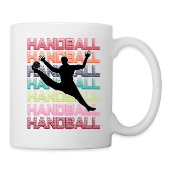 Handball Torwart mit buntem Hintergrund - Tasse - Weiß - Rechts
