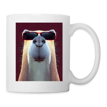 Cooles Comic Portrait von Capybara mit Sonnenbrille - Tasse - Weiß - Rechts