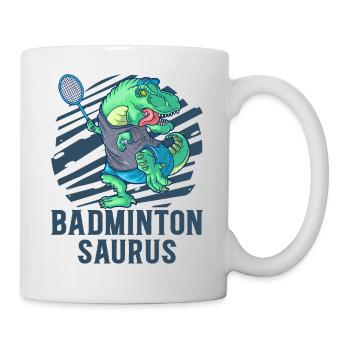 Badminton Saurus Dinosaur T-Rex Badminton Racket - Mug - white - Right